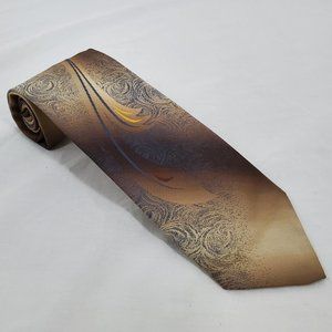 Towncraft Necktie Gradient Brown Tan Gray Abstract Feather Polyester Made in USA